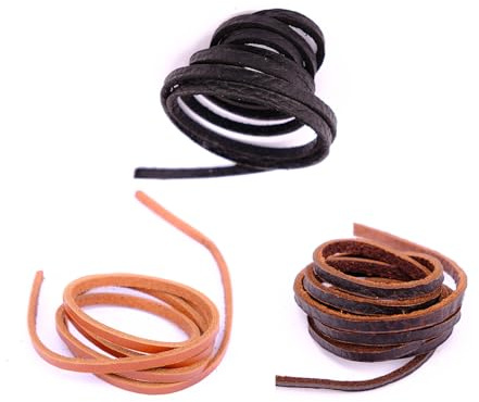 3 Farben Lederband Lederschnur, Lederband für Ketten, Klassik Basteln Lederschnüre für DIY Armband Halskette Schmuck Handwerk (Hellbraun/Dunkelbraun/Schwarz)