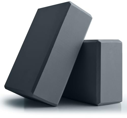 Yoga Blocks 2 Pcs, 9x6x3 Yoga Brick Foam Blocks EVA Foam Block Props Accessories for Pilates Stretching and Meditation (Grey, Large)