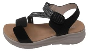 amarpies Sandales pour femme. Tige : textile/semelle : polyuréthane/fermeture facile/cale 3 cm/couleur noire, Noir , 39 EU