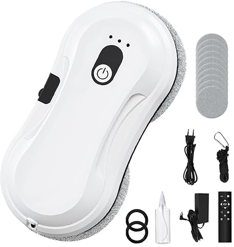 Eznaobo Intelligent Windows Cleaning Robots, 5600 Pa Automatic Electric Window Cleaning Robot with Two Way Spray Function, Remote Control, Smart Window Washer Robot for All Glass, 10 Cloths