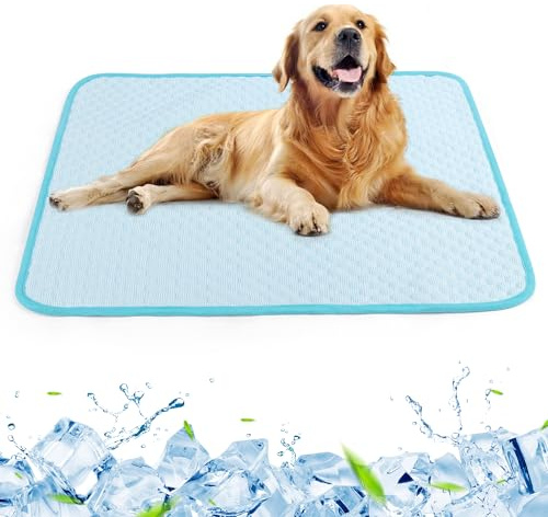 Fililogor Tapis rafraîchissant pour chiens, auto-refroidissant, tapis rafraîchissant pour animaux de compagnie, tapis rafraîchissant pour chiens et chats (bleu, M (60 x 50 cm)