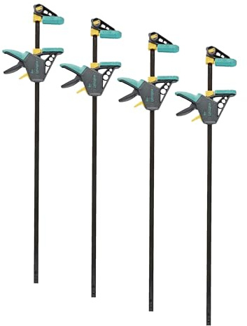 wolfcraft 3034000 - Serre-Joint à une main EHZ PRO 100-915 mm - Saillie 100 mm - Ouverture 915 mm - Force de serrage max. 120 kg - Garantie 10 ans (Lot de 4)
