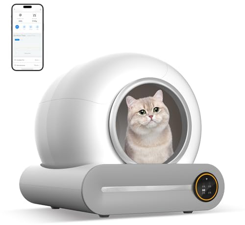 Katzenklo Selbstreinigend 65l Elektrische Automatische Katzentoilette,Automatischer Katzenstreu-Roboter Mit Extra GroßEm FassungsvermöGen/Ebenem Fach 9l/App Control/Ionic Deodorizer FüR Mehrere Katzen