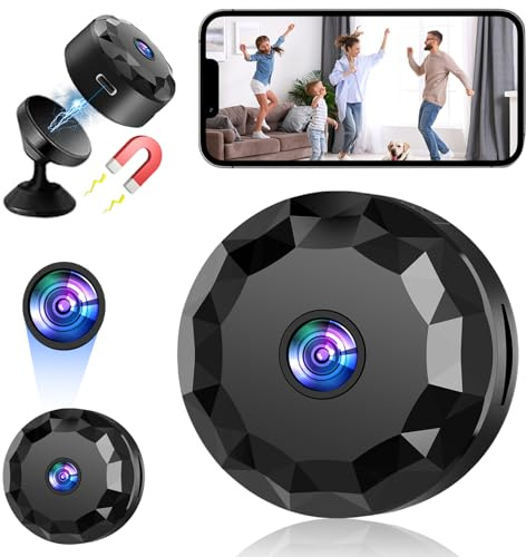 AXVRAV Mini Kamera, Mini Überwachungskamera Innen 480P HD mit Bewegungsmelder, Kleine Kamera Live Übertragung Handy App, Batteriebetrieben WiFi-Konnektivität für Startseite Büro Sicherheit