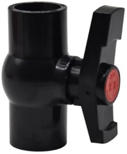 2 PCS Black PVC Dia 20 25 32 40 50mm Water Supply Socket Ball Valve Switches, Plastic Turnover Box, Fish Tank Dedicated Water Stop Pipe(40mm)