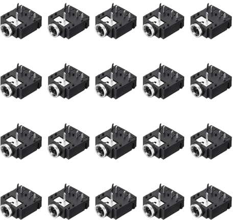 sourcing map 30 Pcs 5 Pins Female 3.5mm Stereo TRS Socket with Plastic Back Cover for Audio Headphone Radio PCB Panel CD Players