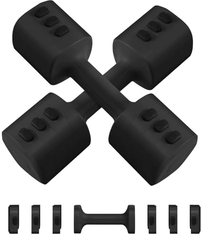 besuhot Adjustable Dumbbell Set of 2, Adjustable Weight set, Anti-slip Handle, 4 in 1 Free Weights Dumbbells Set for women at home, 2.2lb, 3.3lb, 4.4lb, 5.5lb, for Home, Office, Gym Exercise Training (Black)