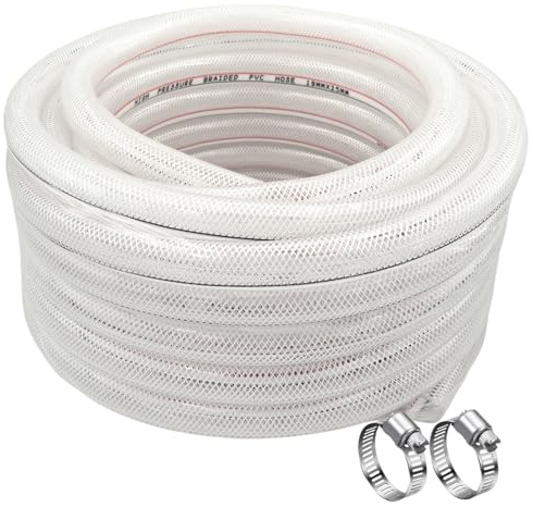 PVC Schlauch mit Gewebe 10mm - Druckluftschlauch 3/8 zoll Luftschlauch Durchsichtig Flexibel Trinkwasserschlauch 5m lang