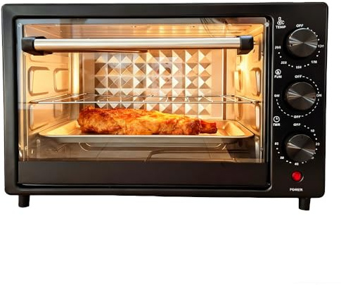Mini Four 25 L, Four de Comptoir, Cuisinière Électrique Multifonction, Minuterie de 60 Minutes, Température Réglable 120-250 ℃ pour Griller, Cuire Et Rôtir