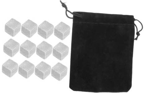 CONGARTENO 12 Pietre Refrigeranti per Whisky e Vino in Marmo Riutilizzabili Cubetti di Ghiaccio in Pietra a Raffreddamento Rapido Set da 12 Sacchetto in Velluto per Feste e Bar