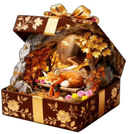 Blumuze Holzpuzzle Erwachsene, Herbstpfadfuchs Holz Puzzle, Fuchs Holzpuzzle Einzigartige Tierform Puzzleteile,Puzzles aus Tierteilen, Puzzle Holz Erwachsene mit Holzbox 100 Stück(S-21.5 * 21cm)
