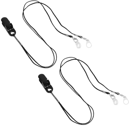 TOYANDONA 2 Sets Black Silicone Hearing Aid Lanyard Anti-Lost Cord with Protective Cover for Behind-Ear Audiophones, Hearing Aid Stabilizer Strap Suitable for Seniors