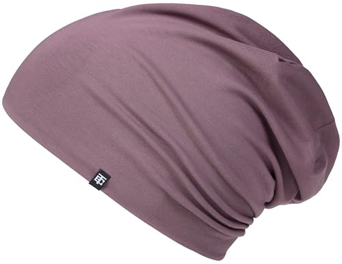 Enter the Complex® lätt beanie-mössa, män och kvinnor, övergångsmössa, höst, vår, sommarmössa, tunn huvudbonad, bomull (jersey), duschmauve, S-M