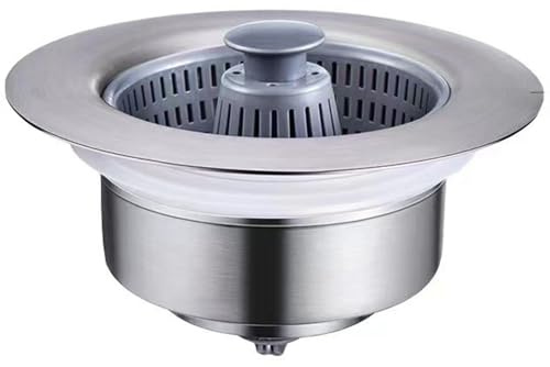 Kitchen Sink Drain Strainer - 3 in 1 Sinks Stopper with Anti-Clogging Basket, Premium Stainless Steel Sink Filter Plug for Kitchen Bathroom Home, Effectively Prevents Clogs and Bad Odors