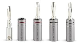 Triangle – Fiche Banane pour Câble Enceintes BP400 - Qualité Hi-FI - Plaquées Argent – Compatible bornier Haut-Parleur- Section de câble Max 4mm² (Vendue par 4)