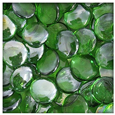 Kieskönig 500g Glasnuggets Glassteine Muggelsteine Mosaiksteine Tischdeko 25/30mm Hellgrün irisierend