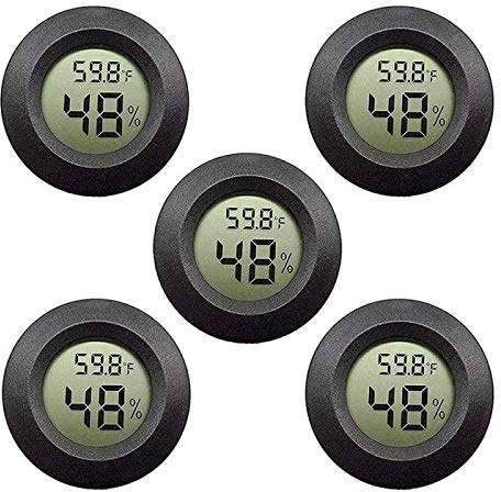 5-Pack Mini Hygrometer Thermometer with Digital LCD Display Indoor Temperature and Humidity Meter for Home Office Humidifiers Humidors Car Greenhouse Babyroom … (5-Pack)