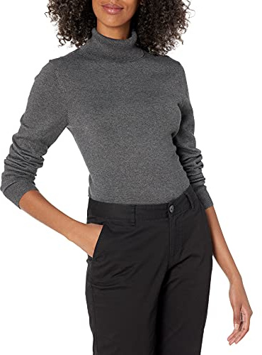 Amazon Essentials Jersey de Manga Larga Ligero de Corte Clásico Mujer, Carbón Mezcla, M