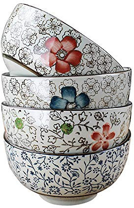 Reisschalen im japanischen Stil, 4 Stück, 12,7 cm (5 Zoll)