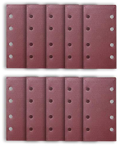 ExcInter 10PCS 93x185mm Sandpaper Sanding Paper 8 Holes Loop Sand Sheet Punched 120 Grits Fit Rectangular Orbital Sander