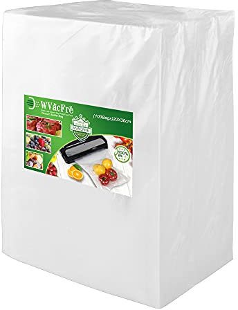 WVacFre 100 Beutel 20x30cm Vakuumier Beutel Vakuumbeutel für Lebensmittel,BPA-Frei Sous Vide Beutel für Folienschweißgeräte Ggeeignet