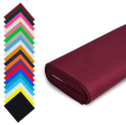 Mode spår vinröd tyg bomull per meter UK – 58 tum/147,5 cm bred – 100 % bomullstyg enkelt – 60 kvadrat – finns i 20 färger och 5 storlekar (1 meter, vinröd)