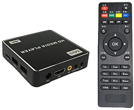 ZXNQ Media Player HDMI 4k, Lecteur Numérique Multimédia Boîtier Mini HD TV USB HDMI/AV PPT PDF avec télécommande