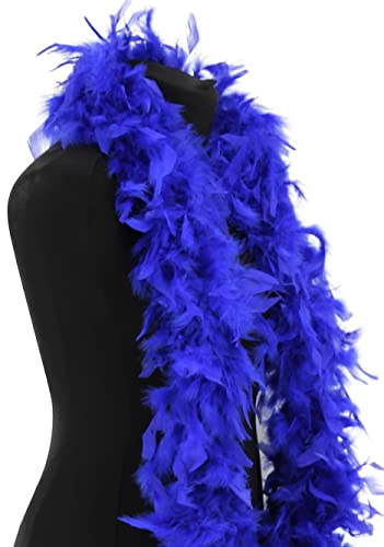 Feather Boa 80g 180cm Soft Turkey Feathers Fluffy Long Boas for Women Hen Party Fancy Dress Costume Burlesque Dance Showgirls 1920s Gatsby Flapper Halloween Christmas Photo Props (Royal Blue)