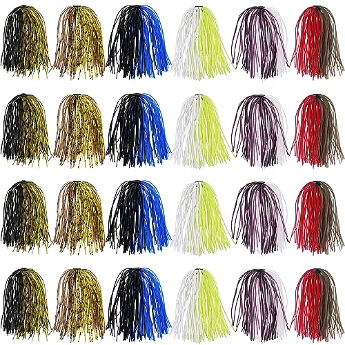 Spinner Bait Skirt Silicone Jig Skirts Replacement DIY Fishing Lures,Fishing Lure Making Supplies Spinnerbaits Fishing Skirts Squid Jig Lures Skirts Casting Jigs Football 50 Strands (24 Bundles)