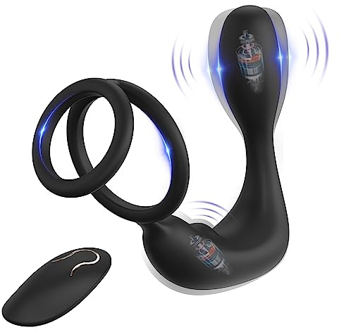 XingNuo Prostate Massager Anal Vibrator,Anal Sex Toys with Cock Ring,Vibrating Anal Plugs for Men,12Vibrating Modes,Male Prostate Stimulor Toys Suitable for Men Women and Couples