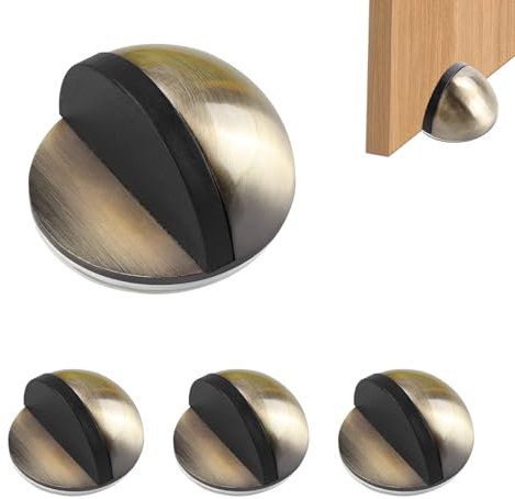 TECDW 4 PCS Self-Adhesive Floor Door Stoppers, Oval Floor Mounted Half Moon Door Stop, Wall Protector Door Stop, Stainless Steel Door Stopper Floor for Home & Office Use (Bronze)