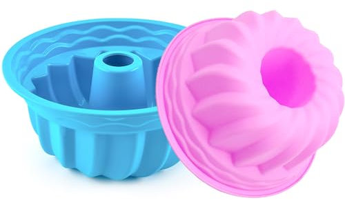 KEELYY 2 Stück Gugelhupfform Silikon Ø 15 cm Backform für Gugelhupf, Antihaftende Kuchenform für Marmorkuchen & Rührkuchen, Wiederverwendbare Bundform