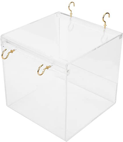 Tragbare Badewanne for Aufhängen, Vogelbad, Würfel, Papageienbadewanne, Duschbox, Schüssel mit Haken for kleine Vögel, Kanarienvögel, Wellensittiche, Papageien, Haubenkäfig, Zubehör, weißer Sittich/11