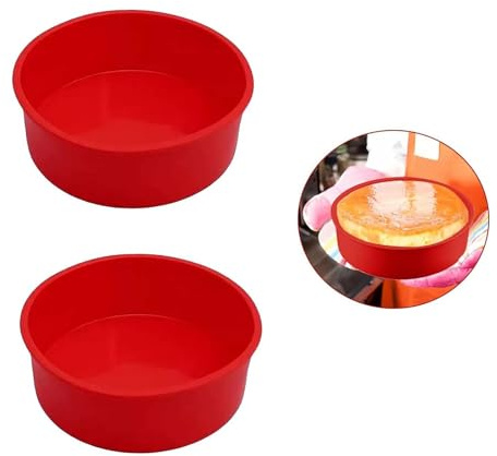 DZCYAOHL Round Cake Tins, 2 Pack 6 Inch Round Silicone Cake Mold Pan Silicone Cake Moulds Tins, Nonstick & Quick Release Silicone Baking Tins Silicone Round Cake Mould Set for Layer Cake Cheesecake