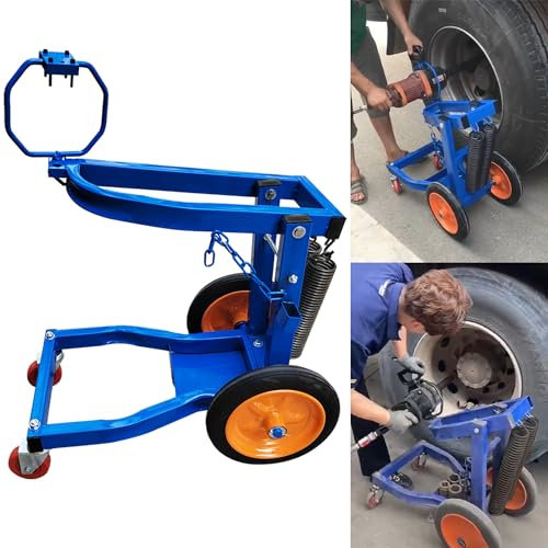 Soporte para pistola de impacto de aire de 1 pulgada, soporte móvil para llave de impacto de aire, carrito de pistola de neumáticos con 4 ruedas que puede girar 360° y se puede subir y bajar