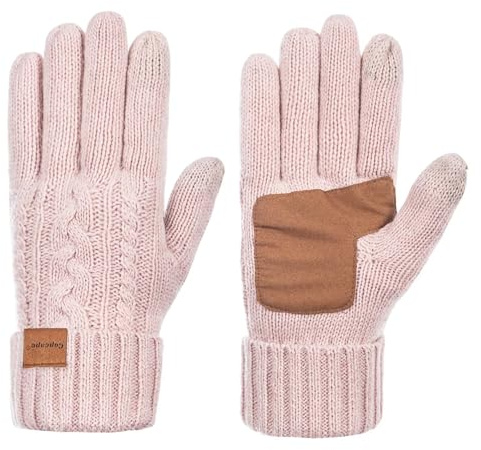 Copcape Handschuhe Damen Winter Warm Kaltes Wetter, Thermo Handschuhe Damen Merinowolle Zopfstrick mit Dickem Thinsulate Futter, Handschuhe Damen Touchscreen Finger Anti-Rutsch, rosa, talla única