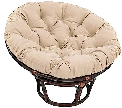 ZF YLYH Papasansessel Kissen 40-100cm Outdoor Sitzkissen für Hängesessel Rattanstühle Gartenstuhlauflagen Rundes Schaukelstuhlkissen, Garten Hängendes Eierstuhlkissen mit Bändern(Khaki,50*50cm)