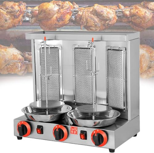Beachtiful Grill Doner Kebab Machine Gyro Broilers Giratorio Hogar Vertical Asador con 2 o 3 Quemadores para Pollo Asado, Pavo Asado, Tacos, Asado,Three