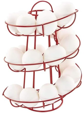 Eierkorb Zum Sammeln Eierhalterständer, Eieraufbewahrungsregal, Spiralförmiger Spender, Restaurant-Ei-Skelter-Korb Eierkörbchen(Rood)