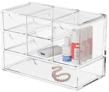 Skrivbordslådor, Transparent Plastlåda, Liten Lådorganiserare för Skrivbord, Förvaringsbehållare med Lådor Förvaring, Sorteringslådor, Tillbehör, Brevpapper