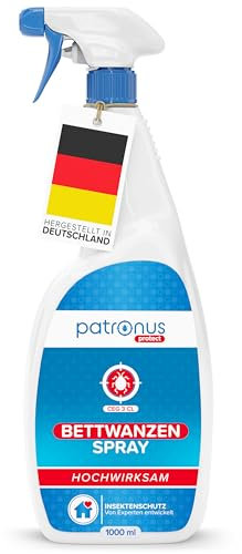 Patronus Bettwanzen-Spray zur effektiven Bettwanzen-Abwehr 1000 ml - Sofortschutz-Mittel gegen Bettwanzen - mit dezentem Eukalyptus/-Zitrusduft - hochwirksam & laborgeprüft