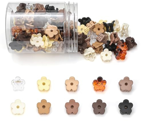 Small Flower Hair Clips 100PCS, Mini Hair Clips Baby Claw Clips Cute Jaw Clips Hair Pins Hair Barrettes Toddler Hair Accessories for Women Girls Kids Teens, Neutral Colors