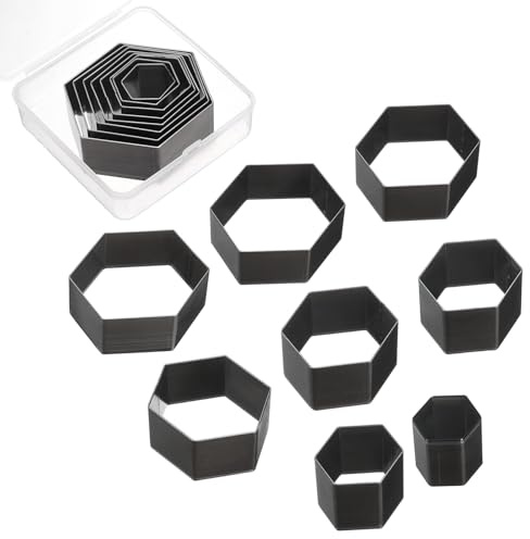 sourcing map Leather Hexagon Shape Punch Cutter Set 8 Sizes Leather Hollow Cutter Kit Durable Punch Die Kit Carbon Steel Leather Punch Tool for Canvas Strap Belt Leathercraft Working 8pcs