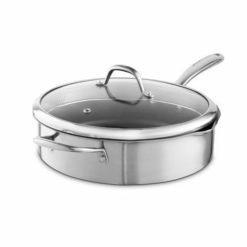 Good Food in Partnership with TOWER GF900275 Tri-Ply 28cm Multi-Pan with Tempered Glass Lid, Pouring Lips, 10x Stronger Superior Ceramic Coating, Induction Compatible, Stainless Steel