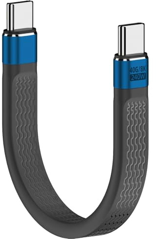 USB4.0 Cable USB C Corto 13cm, Cable USB C a USB C 240W PD3.1 Carga Rápida, Cable de Datos 40Gbps, Vídeo 8K 60Hz, Compatible Thunderbolt 3/4, MacBook, para iPad, iPhone 16/15, Samsung Galaxy