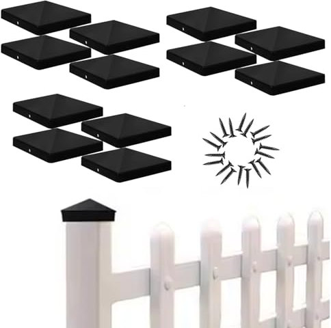 12 tappi per pali di recinzione in plastica con 24 viti da 10 x 10 cm, per proteggere e decorare recinzioni in legno e cassette postali da esterno