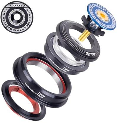 ZTTO Bike Headset, 44mm 56mm MTB Threadless Sealed Bearing 45 Degree ZS44 ZS56 Tapered Straight Fork Steerer, 4456ST (Blue)