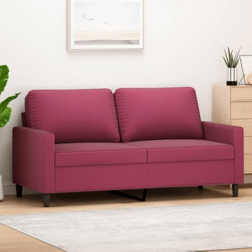 Emmtore Sofa 2-Sitzer, Loungesofa Couch mit Armlehnen Rückenkissen, Wohnzimmersofa Designsofa mit Metallgestell, Sitzmöbel Zweisitzer Samt,Weinrot,140 cm