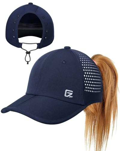 GADIEMKENSD Damen-Sporthut mit großem Pferdeschwanzloch, Performance Pferdeschwanzhut Lauf-Baseballkappe, faltbares unstrukturiertes Design, leicht, atmungsaktiv, ohrfreundlich