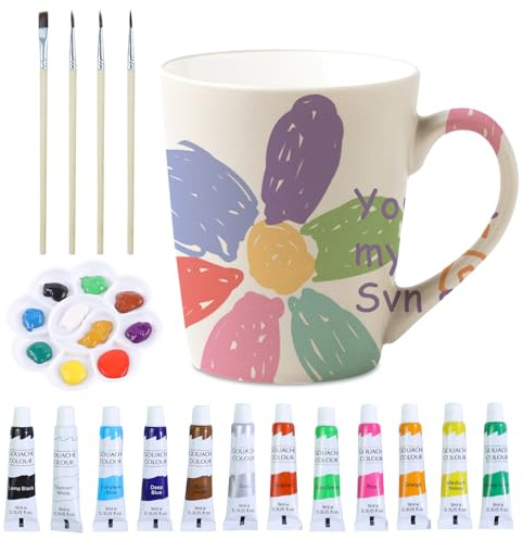 MCTNCT Keramik Tassen Bemalen Set, Malen Sie Ihre eigene Keramik Tasse Kit, Porzellan Bemalen mit Farben & Pinseln, DIY Kreativ Geschenke Set für Erwachsene Basteln, Spülmaschinenfest